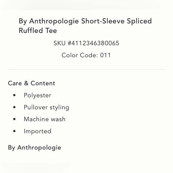 ✨ Anthropologie Short-Sleeve Spliced Ruffled Tee Sz M - Picture 5 of 5